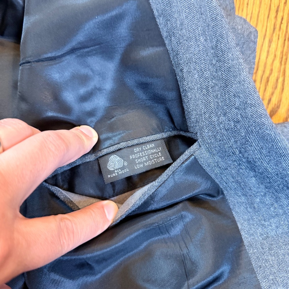 Burberrys Vintage Herringbone Wool Blazer Sport Coat Gray Mens L Preppy - Picture 8 of 13